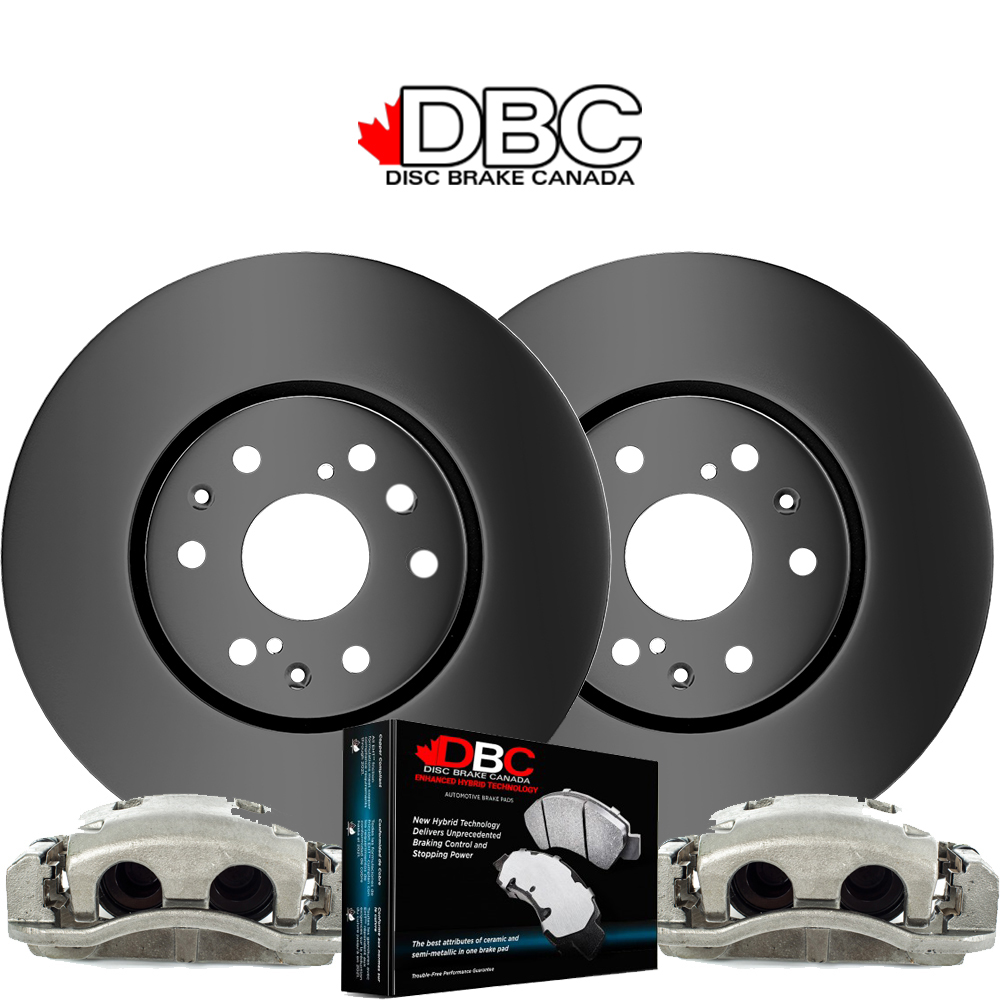 Front Premium Black Koted Rotors and Premium Ceramic Brake Pads w/ HW Kit and 2 Brake Calipers -  BC-60042016-CAL