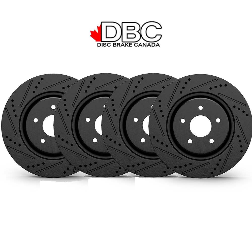 Front and Rear High Performance Cross Drilled and Slotted Black Koted Rotors -  XDS-60042016-K